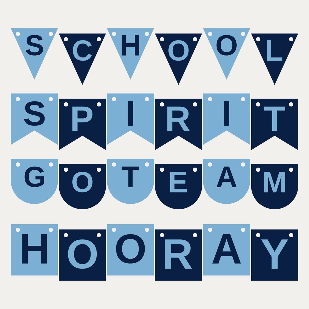 Carolina Blue & Navy School Spirit Letter Banner SVG