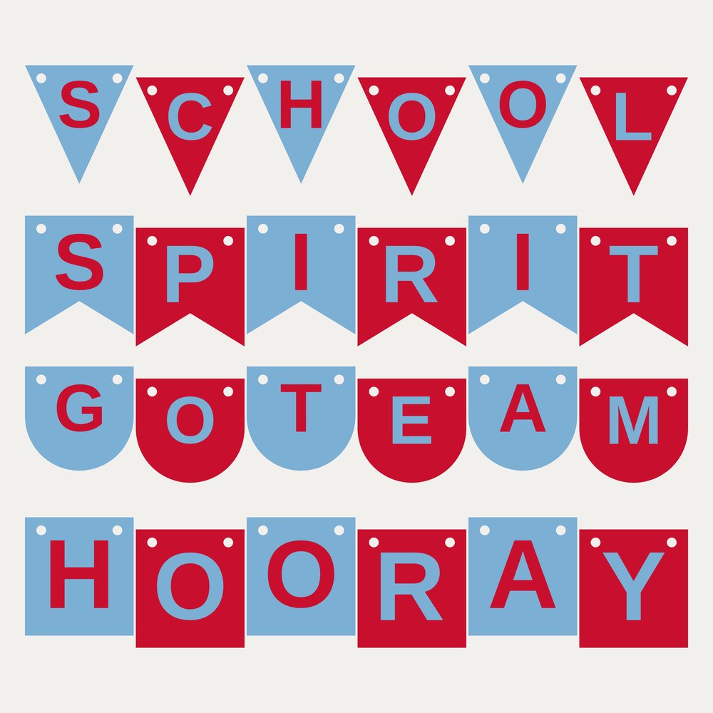 Columbia Blue & Red School Spirit Letter Banner SVG
