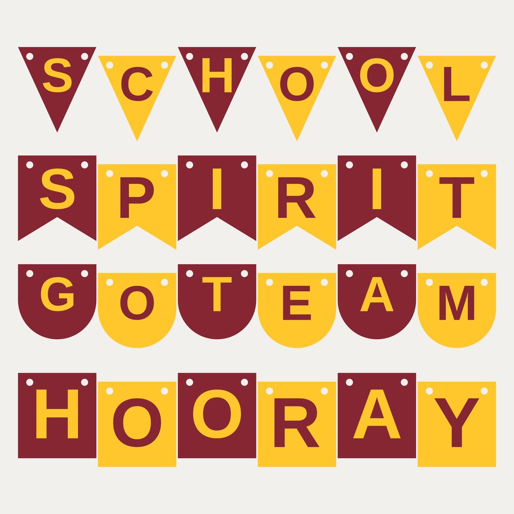 Maroon & Gold School Spirit Letter Banner SVG