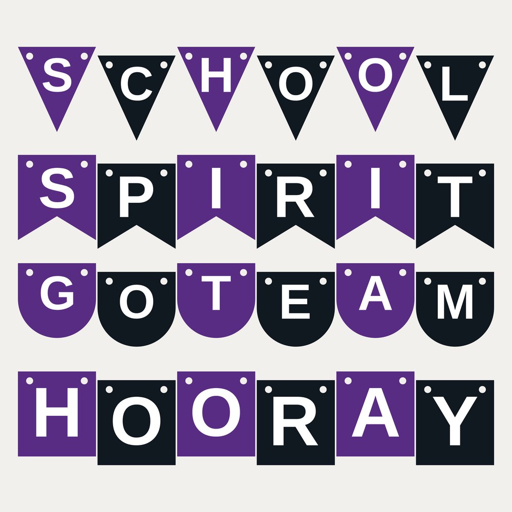 Purple & Black School Spirit Letter Banner SVG