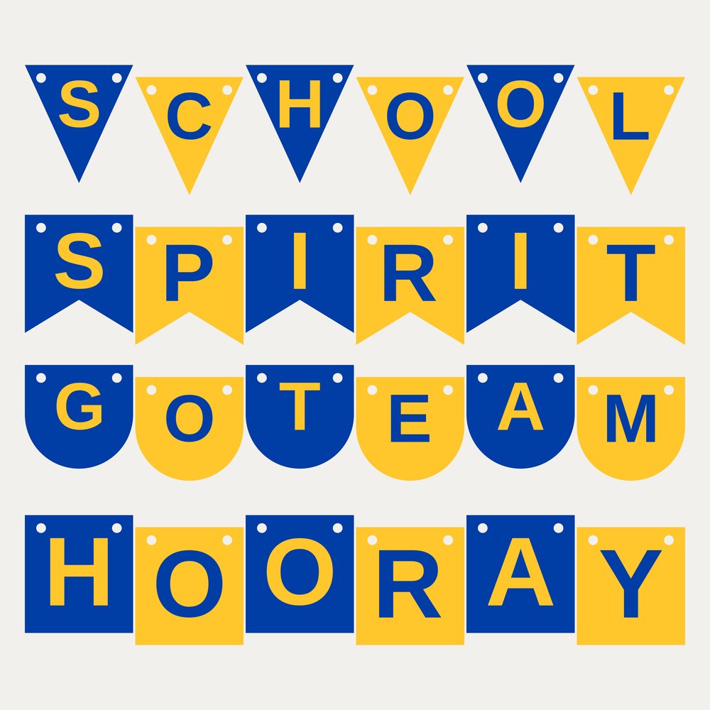Royal Blue & Gold School Spirit Letter Banner SVG